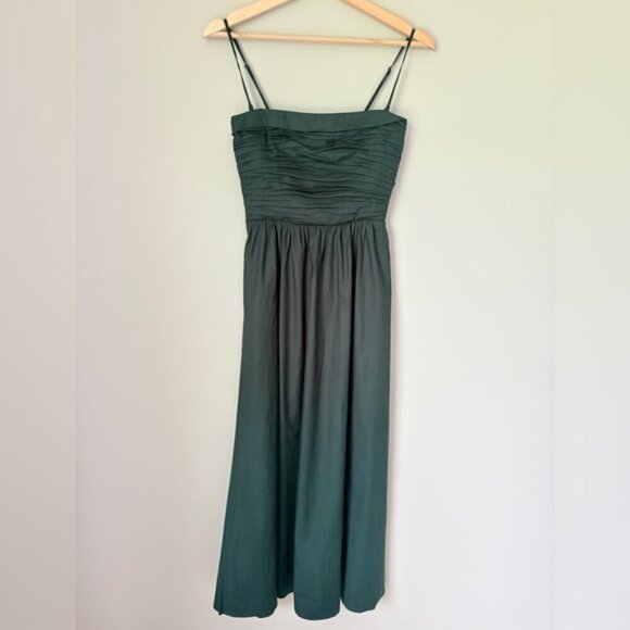 NEW Reformation Lissa Cotton Midi Dress Forest Green Removable Strap | US 4 UK 8 - Picture 7 of 14